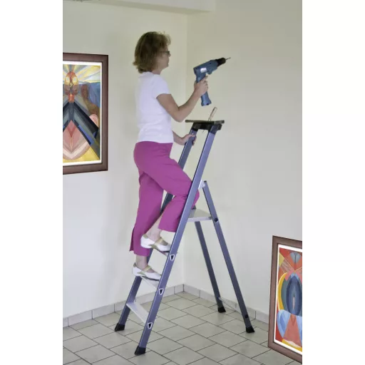 Krause 124180 Alumínium Több fokos álló létra Munkamagasság (max.): 2.85 m Ezüst, Kék DIN EN 131 4.2 kg