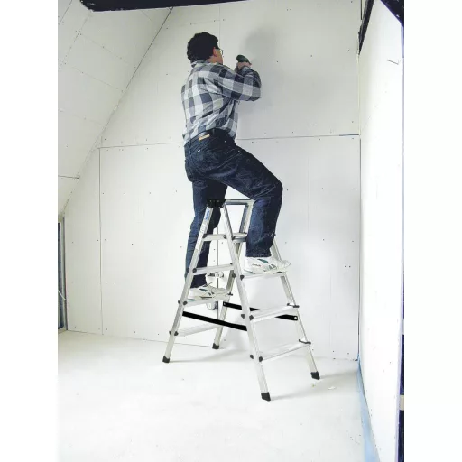 Krause 120359 Alumínium Több fokos kettős létra Munkamagasság (max.): 2.85 m Ezüst DIN EN 131 5 kg