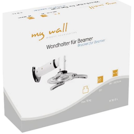 My Wall H 16-5 Kivetítő fali tartó Dönthető Max. faltól való távolság: 33.5 cm Ezüst (matt)