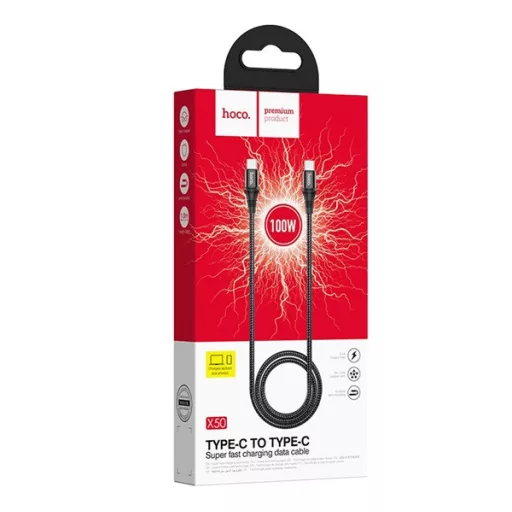 HOCO X50 adatkábel Type-C - Type-C, 100cm, FEKETE