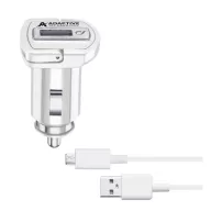  CELLULARLINE autós töltő USB aljzat 15W, gyorstöltő + microUSB kábel, FEHÉR