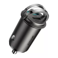   JOYROOM autós töltő USB+Type-C aljzat 45W, PD gyorstöltő 3.0, SÖTÉTSZÜRKE