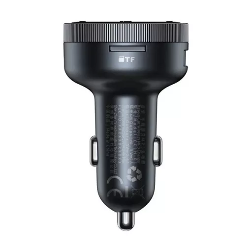 BASEUS bluetooth FM transmitter autós töltő 2 USB aljzat 17W, LED kijelző, FEKETE