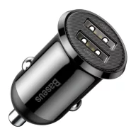   BASEUS GRAIN PRO autós töltő 2 USB aljzat 24W, gyorstöltő, FEKETE