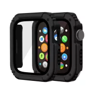   Apple Watch Series 9 45mm / 8 45mm / 7 45mm GIGAPACK Műanyag keret ütésálló + kijelzővédő üveg FEKETE