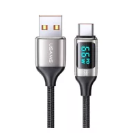 USAMS U78 adatkábel USB - Type-C, 120cm, FEKETE/EZÜST