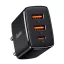 BASEUS COMPACT hálózati töltő 2 USB+Type-C aljzat 20W, PD gyorstöltő 3.0, FEKETE