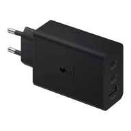   SAMSUNG hálózati töltő USB+2 Type-C aljzat 65W, PD gyorstöltő 3.0, FEKETE