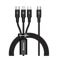   BASEUS RAPID töltőkábel 3in1 Type-C - Type-C/lightning/microUSB, 150cm, FEKETE