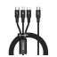 BASEUS RAPID töltőkábel 3in1 Type-C - Type-C/lightning/microUSB, 150cm, FEKETE