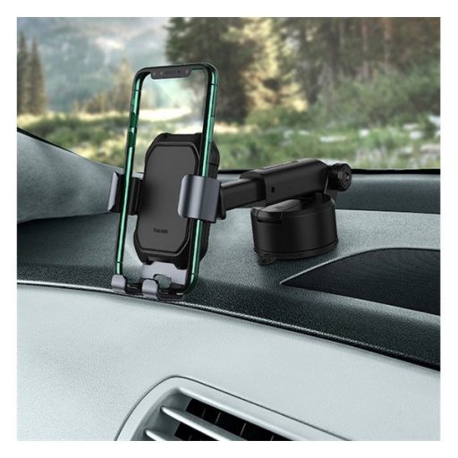 BASEUS TANK GRAVITY autós tartó műszerfalra, állítható kar, FEKETE