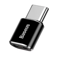   BASEUS adapter microUSB aljzat - Type-C, adatátvitel és töltés, FEKETE