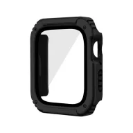   Apple Watch Series 1 38mm / 2 38mm / 3 38mm GIGAPACK Műanyag keret ütésálló + kijelzővédő üveg FEKETE