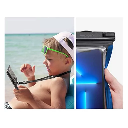 SPIGEN A601 vízhatlan/vízálló tok, AQUA 2db univerzális, 6.8" méret, FEKETE