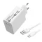 XIAOMI hálózati töltő USB aljzat 33W, PD gyorstöltő 3.0 + Type-C kábel, FEHÉR