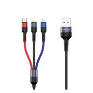   USAMS U26 adatkábel 3in1 USB - Type-C/lightning/microUSB, 35cm, FEKETE