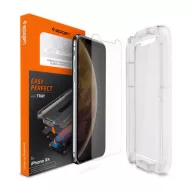   iPhone 11 / XR 6.1 SPIGEN EZ FIT képernyővédő üveg 2.5D, 9H + segédkeret, ÁTLÁTSZÓ