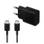 SAMSUNG hálózati töltő Type-C aljzat 15W, gyorstöltő + Type-C kábel, FEKETE
