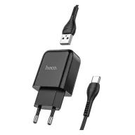   HOCO N2 VIGOUR hálózati töltő USB aljzat 10W, gyorstöltő + Type-C kábel, FEKETE