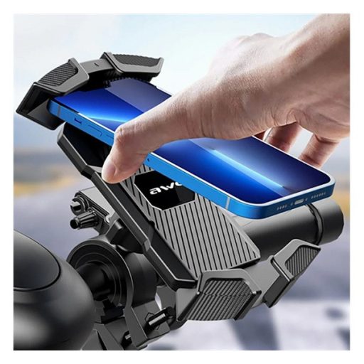 AWEI X47 kerékpáros telefontartó kormányra rögzíthető, 4.7 - 6.7" méret, FEKETE