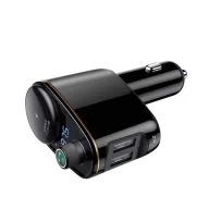   BASEUS bluetooth FM transmitter autós töltő szivargyújtó+2 USB aljzat v4.2, 3.4A, FEKETE