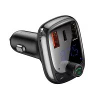   BASEUS bluetooth FM transmitter autós töltő 2 USB+Type-C aljzat 36W, microSD kártyaolvasó, FEKETE