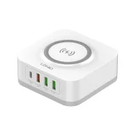   LDNIO hálózati töltő állomás 3 USB+Type-C aljzat 15W, wireless, FEHÉR