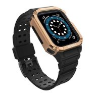   Apple Watch Series 9 41mm / SE 2 40mm GIGAPACK Pótszíj egyedi méret, ütésállóság + szilikon keret, FEKETE/ROZÉARANY
