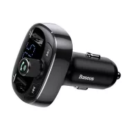   BASEUS bluetooth FM transmitter autós töltő 2 USB aljzat 36W, microSD kártyaolvasó, FEKETE
