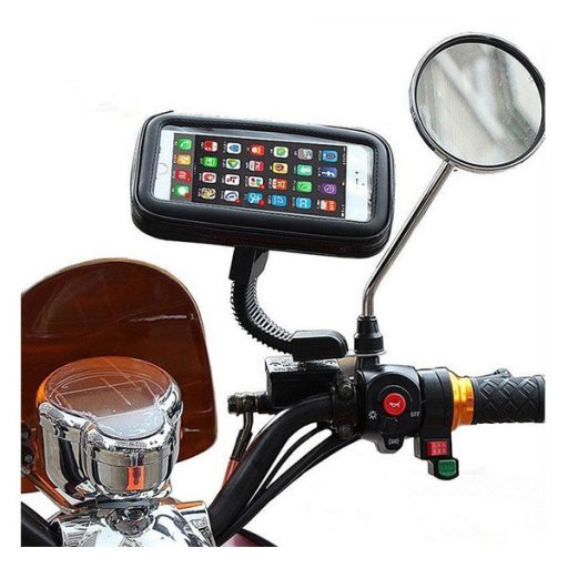 GIGAPACK motoros telefontartó tükörre, 7" méret, FEKETE
