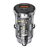   USAMS C32 autós töltő USB+Type-C aljzat 30W, PD gyorstöltő, FEKETE