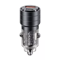   USAMS C36 autós töltő USB+Type-C aljzat 95W, PD gyorstöltő, FEKETE