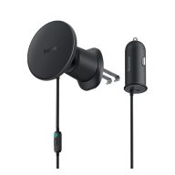   BASEUS CW01 autós tartó szellőzőre, mágneses + autós töltő Type-C aljzat, FEKETE