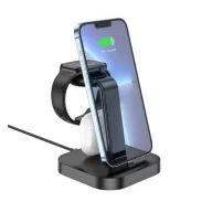   iPhone 14 Plus / 14 Pro Max / 14 Pro HOCO CW43 asztali töltőállvány 3in1 5W, lightning, FEKETE