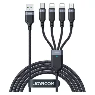   JOYROOM adatkábel 4in1 USB - Type-C/2 lightning/microUSB, 120cm, FEKETE