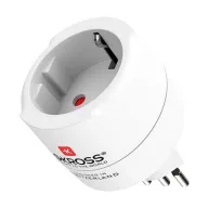 SKROSS utazó adapter 250V/1A, földelt, FEHÉR