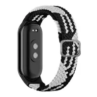   Xiaomi Smart Band 9 / Band 8 GIGAPACK Pótszíj egyedi méret, szőtt minta, FEKETE/FEHÉR