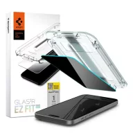   iPhone 16 / 15 SPIGEN EZ FIT HD képernyővédő üveg 2.5D, 9H + segédkeret, ÁTLÁTSZÓ