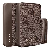   GUESS 4G LEATHER METAL LOGO vésztöltő USB+Type-C aljzat 5000mAh, gyorstöltő, BARNA