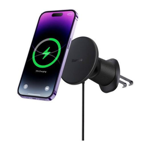 BASEUS autós tartó szellőzőre, PD gyorstöltő, FEKETE