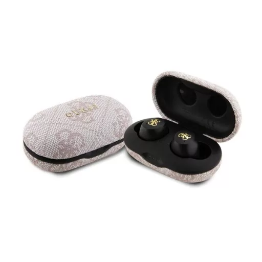 GUESS 4G METAL LOGO bluetooth fülhallgató SZTEREO v5.3, IPX5 vízálló + töltőtok, RÓZSASZÍN