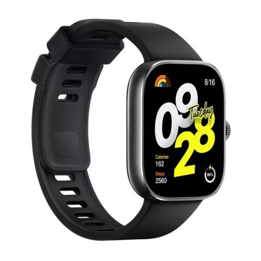 REDMI Watch 4 okosóra (szilikon szíj, aktivitásmérő, pulzusmérő, GPS, 5ATM, vízálló, 150+ sport mód) FEKETE