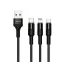 USAMS U5 töltőkábel 3in1 USB - Type-C/lightning/microUSB, 150cm, FEKETE