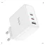 HOCO N30 hálózati töltő USB+2 Type-C aljzat 65W, PD gyorstöltő 3.0, FEHÉR