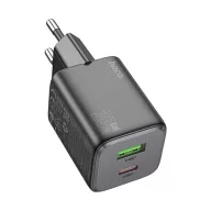   HOCO N41 hálózati töltő USB+Type-C aljzat 20W, PD gyorstöltő 3.0, FEKETE
