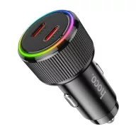 HOCO NZ14 autós töltő 2 Type-C aljzat 50W, LED, FEKETE