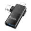 HOCO UA17 adapter 2in1 USB aljzat - Type-C/lightning, adatátvitel és töltés, FEKETE