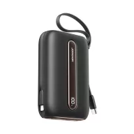   JOYROOM vésztöltő USB+Type-C aljzat 10000mAh, gyorstöltő + fix Type-C+lightning kábel, FEKETE