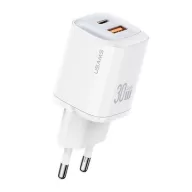   USAMS CC254 hálózati töltő USB+Type-C aljzat 30W, PD gyorstöltő, FEHÉR