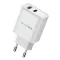 AWEI PD81-EU hálózati töltő USB+Type-C aljzat 22.5W, PD gyorstöltő, FEHÉR